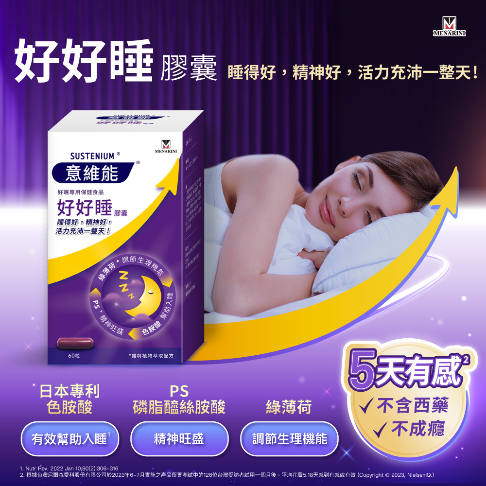 【意維能】好好睡膠囊(60粒/盒) 日本專利色胺酸 幫助入睡
