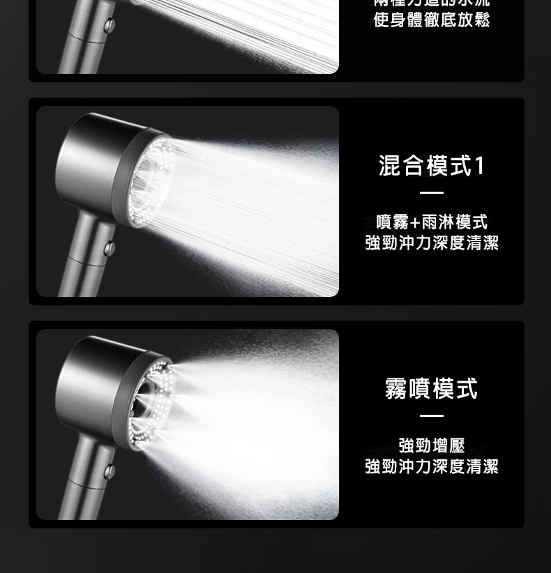 5檔增壓過濾按摩蓮蓬頭(贈支架)