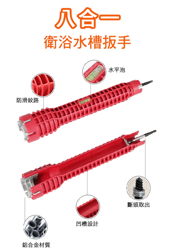 八合一萬能衛浴水槽扳手
