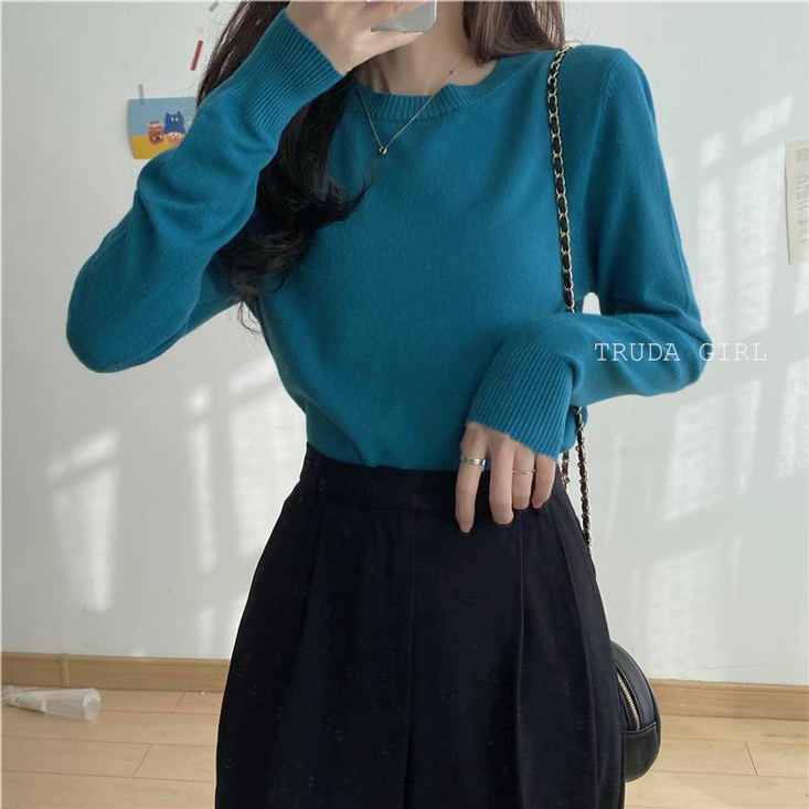 韓系百搭日常親膚保暖包心紗針織上衣 12色任選