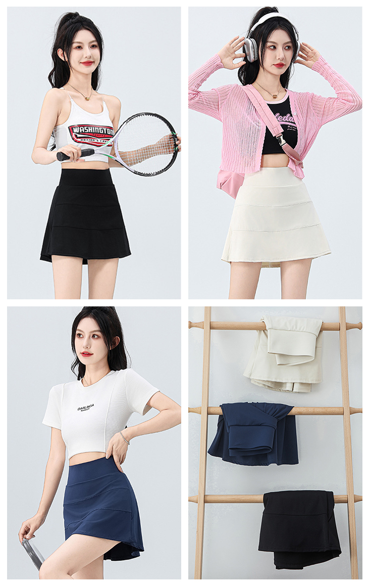 假兩件高腰高彈力防走光口袋款運動A字短褲裙 2款任選 L-2XL