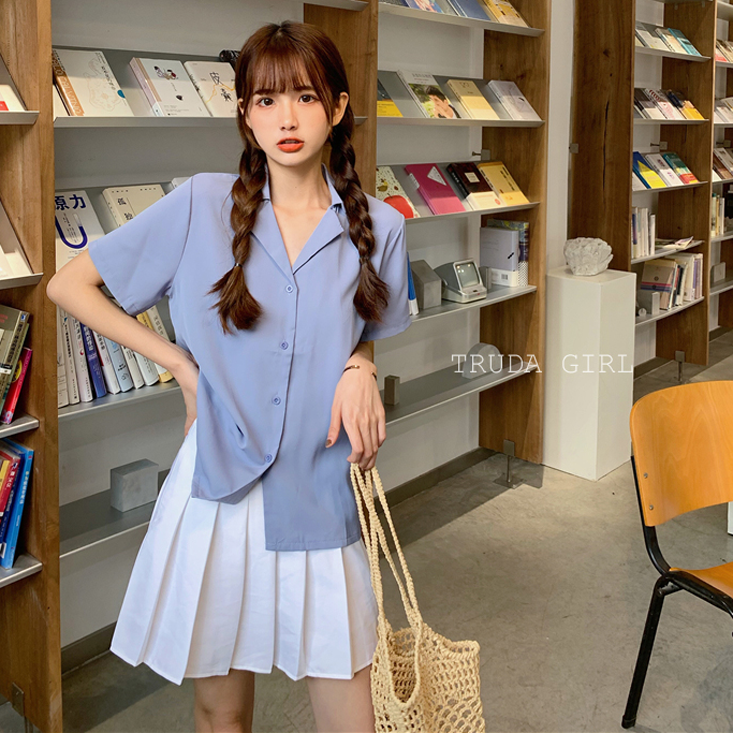 11色絕美版型西裝領寬鬆短袖襯衫 多色任選 修身百搭