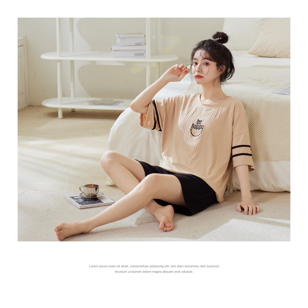 棉柔免穿Bra舒適鬆緊腰居家睡衣 4色可選 家居服 居家服