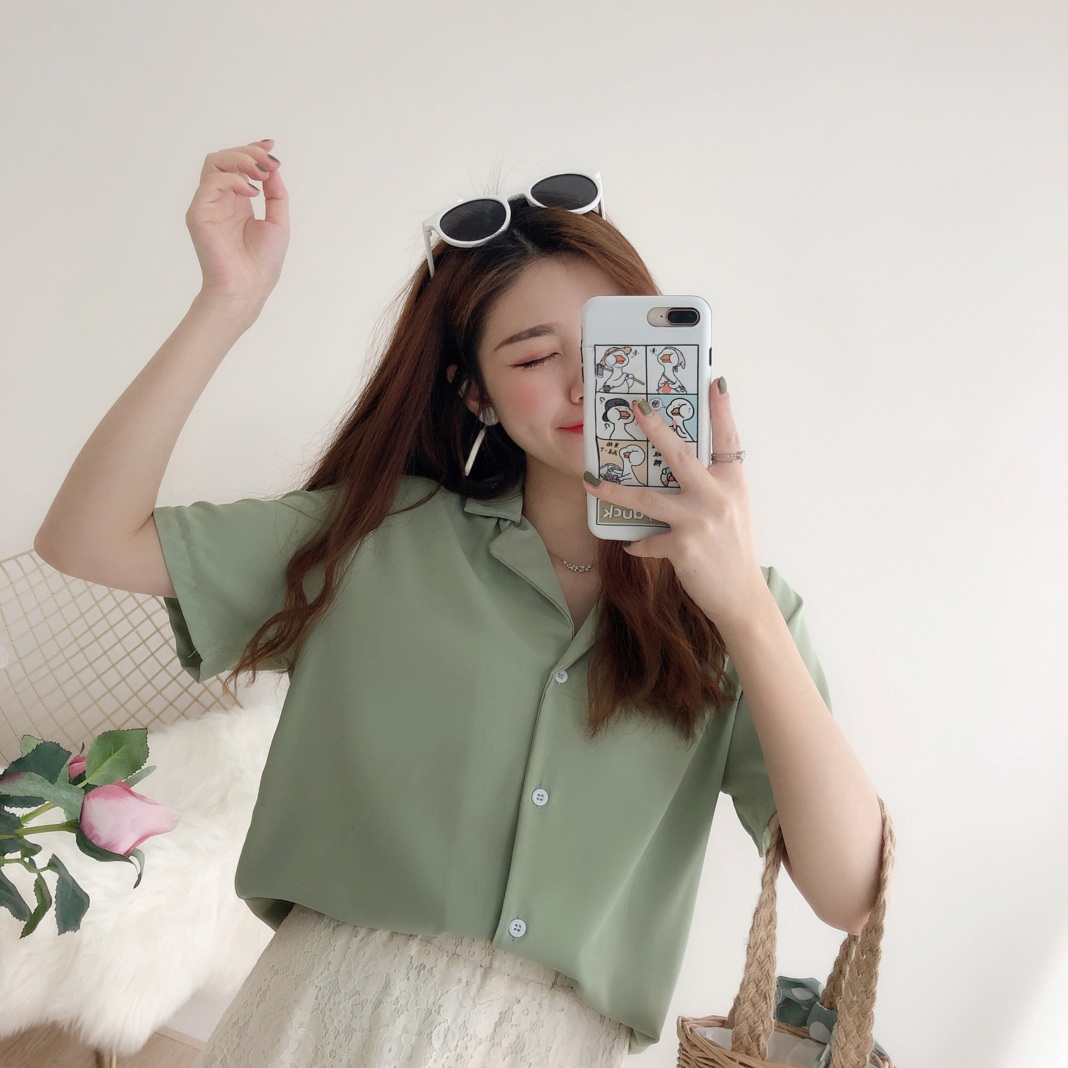 韓色系13色雪紡西裝領短袖襯衫 雪紡襯衫 雪紡上衣