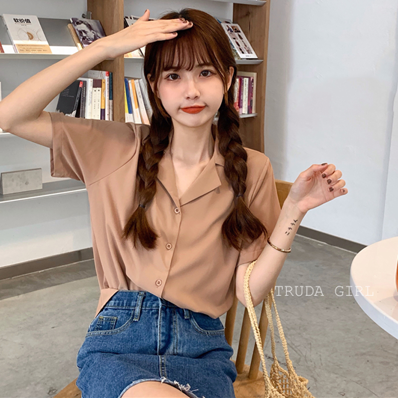 11色絕美版型西裝領寬鬆短袖襯衫 多色任選 修身百搭