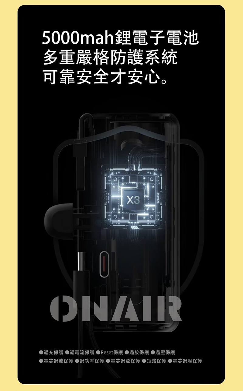 【ONAIR】5000mAh口袋快充22.5W行動電源 X3 Mini