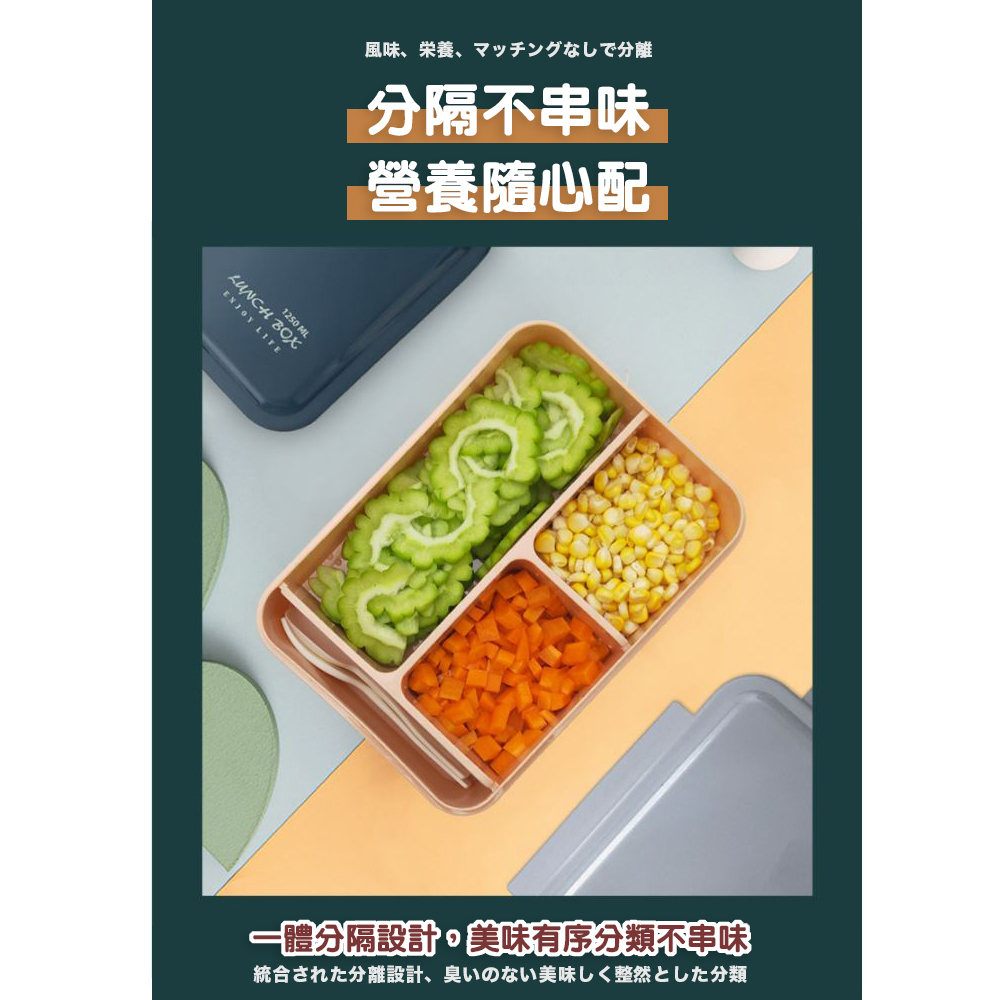 韓風創新設計超便攜飲食控管211 餐盤便當盒-1250ML