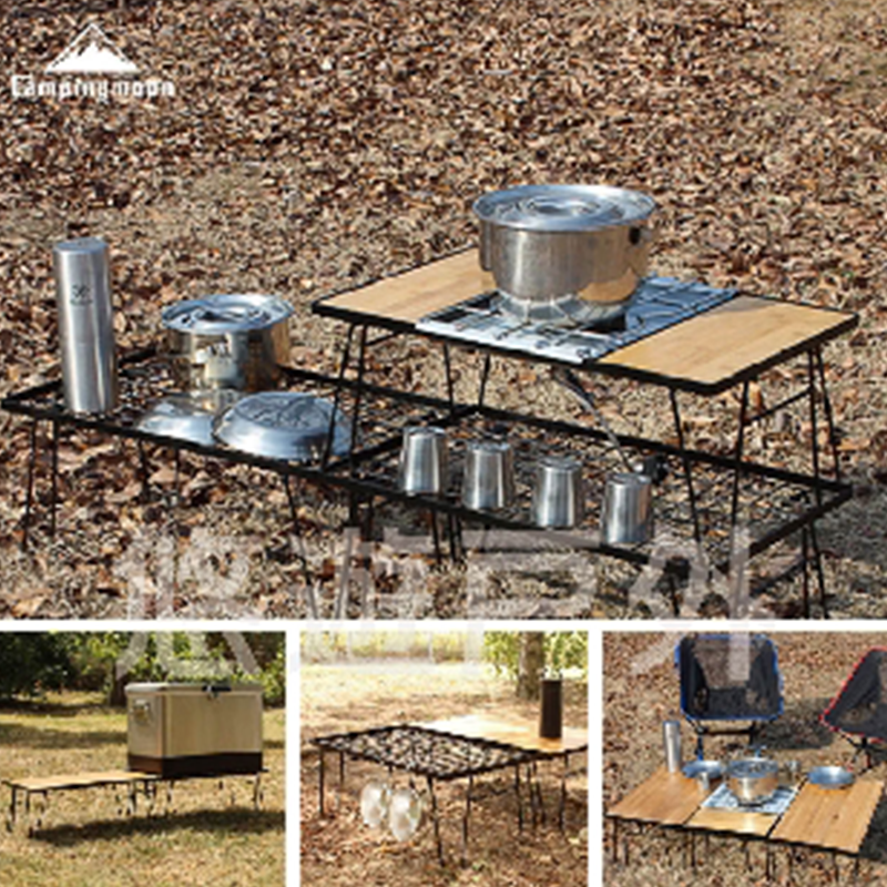 【柯曼 campingmoon】黑網架置物摺疊桌 (單層/雙層/三層)