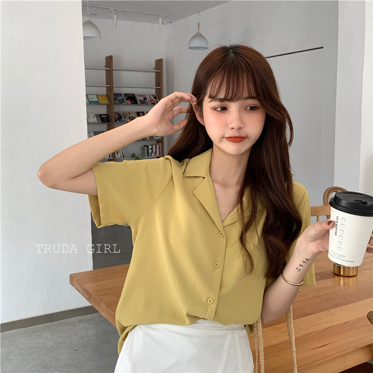 11色絕美版型西裝領寬鬆短袖襯衫 多色任選 修身百搭