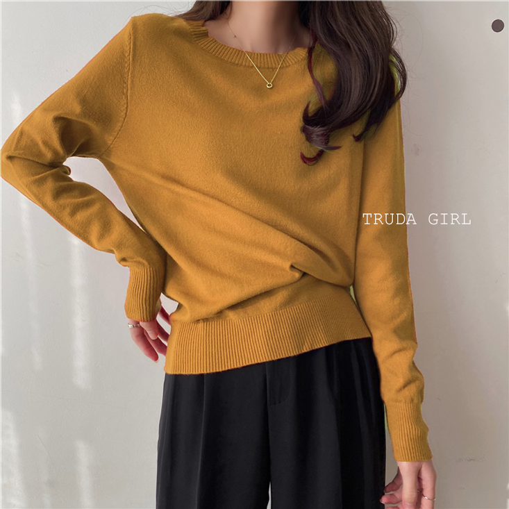 韓系百搭日常親膚保暖包心紗針織上衣 12色任選