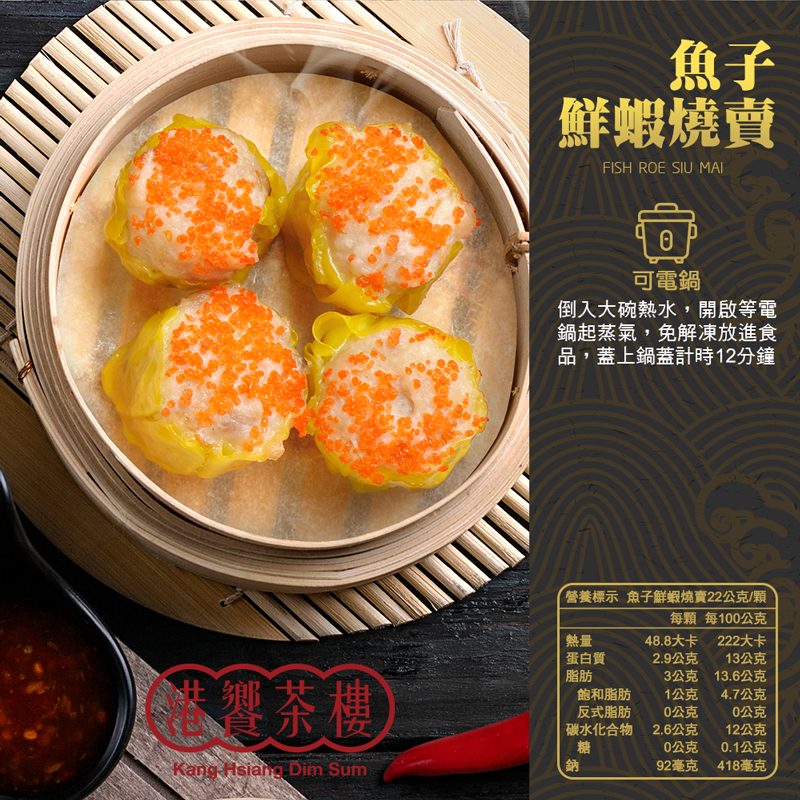 【港饗茶樓】五星港式點心任選(鮮蝦燒賣／珍珠丸／翡翠餃／雲吞／魚翅餃) 飲茶