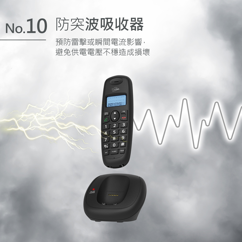 TCSTAR 2.4G雙制式來電顯示無線電話 TCT-PH701BK PH801