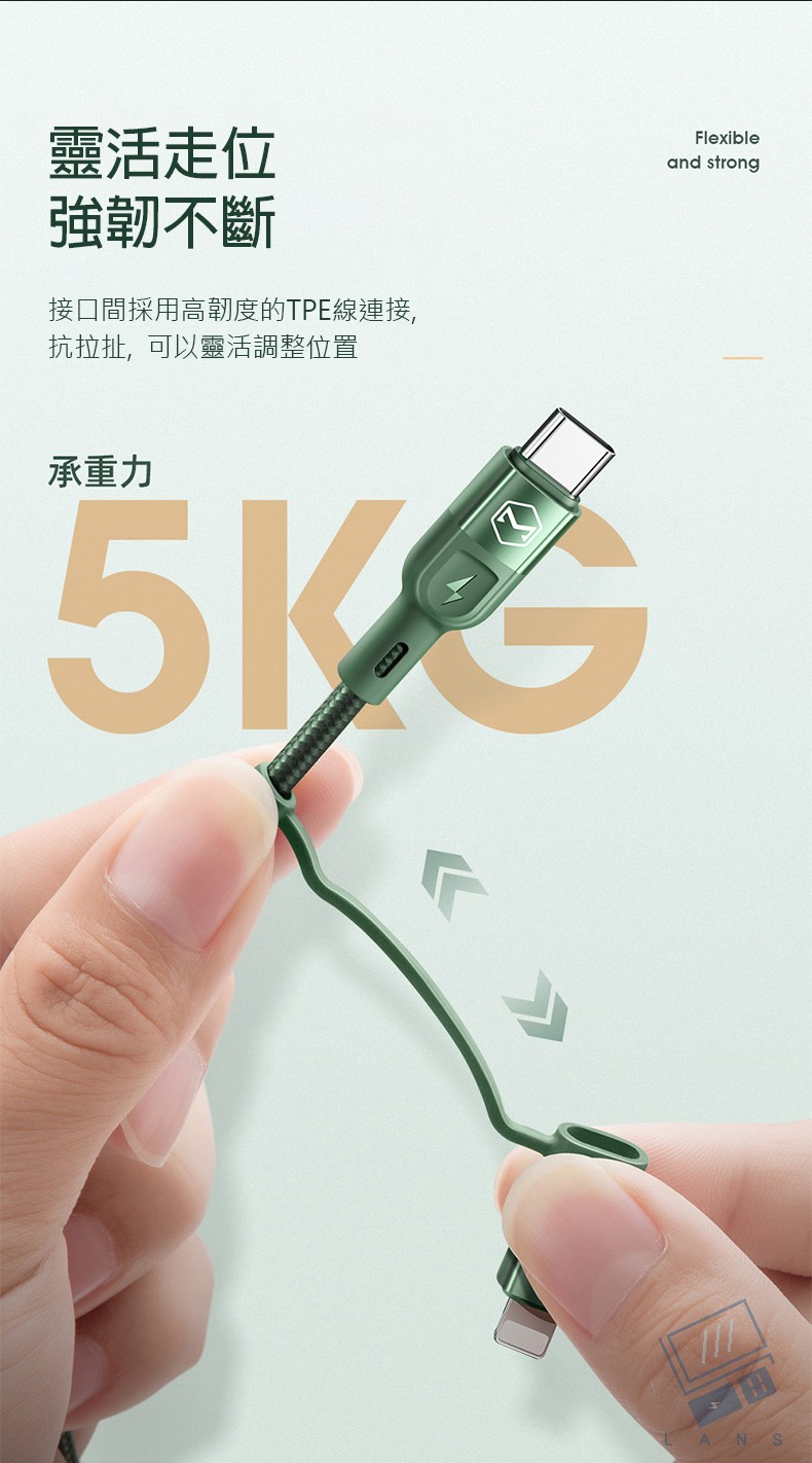 60W大功率【Mcdodo】二合一 PD/Lightning/Type-C/iP