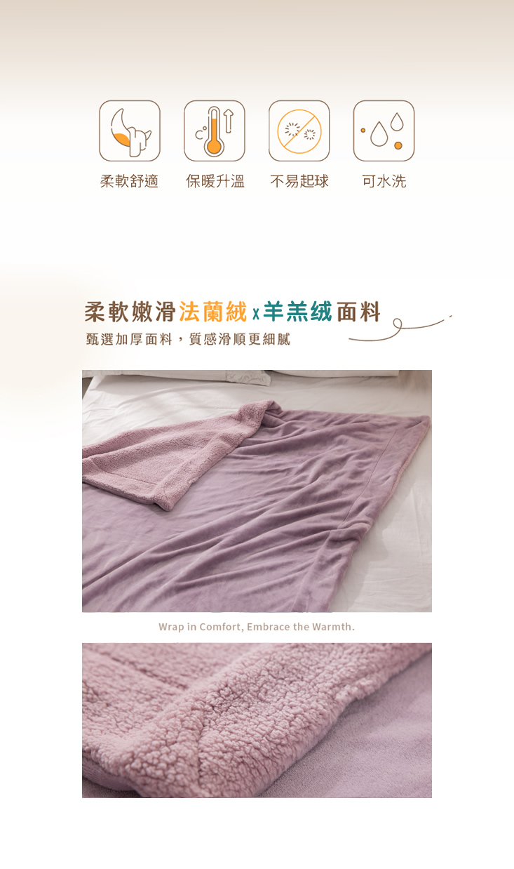 抗靜電加厚雙層法蘭絨x羊羔絨毯被