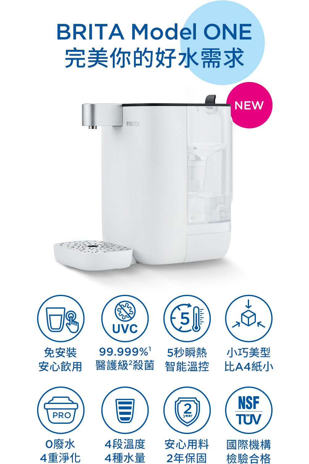 【BRITA】 Model ONE MXPRO 瞬熱滅菌開飲機(共1芯) 可生飲