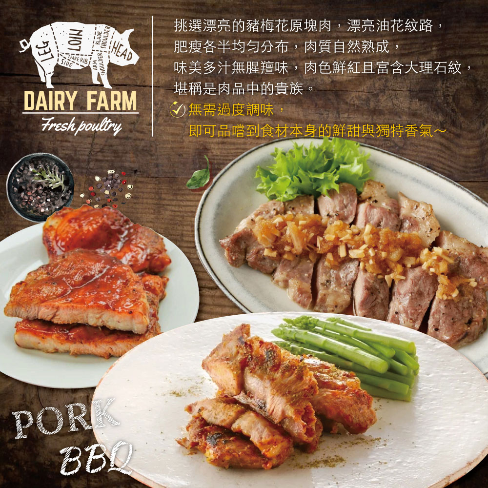 【約克街肉舖】 台灣國產優質沙朗豬排 (80G±10%/片)