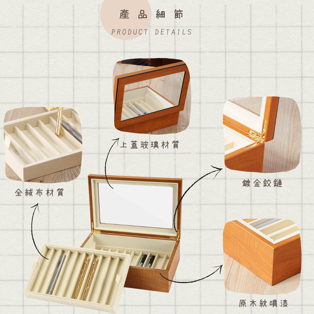 鋼筆收納盒/筆盒/收藏盒/展示架/木盒 台灣製造 (20入/盒)