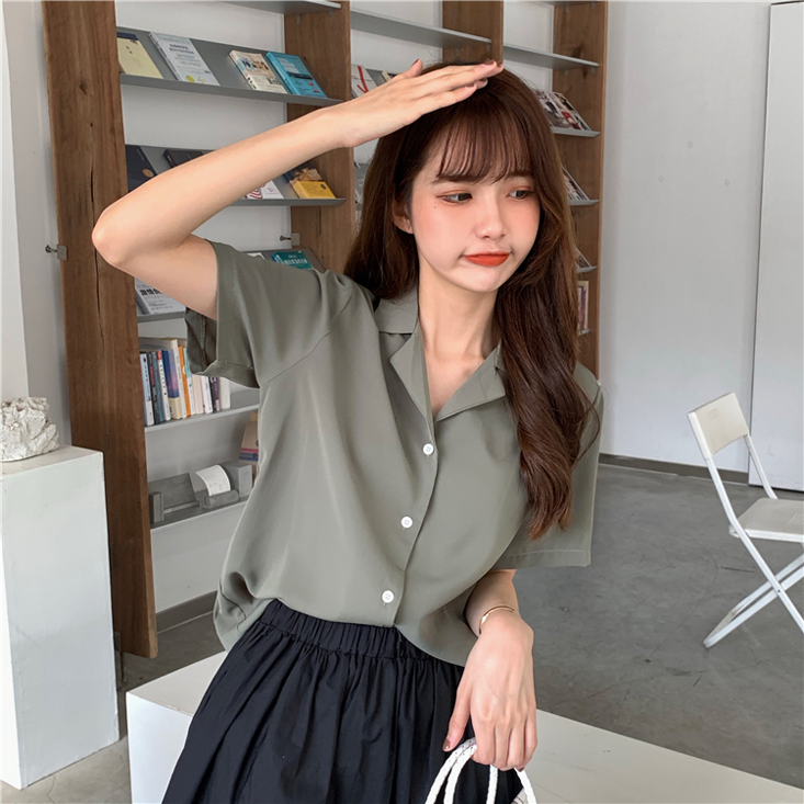 11色絕美版型西裝領寬鬆短袖襯衫 多色任選 修身百搭