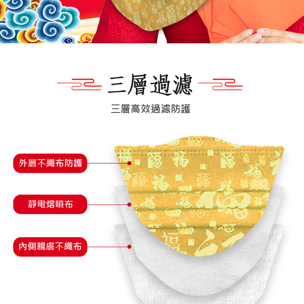 RM-A127 一次性防護中國新年風口罩 多款可選 /50入/包/袋裝/非醫療