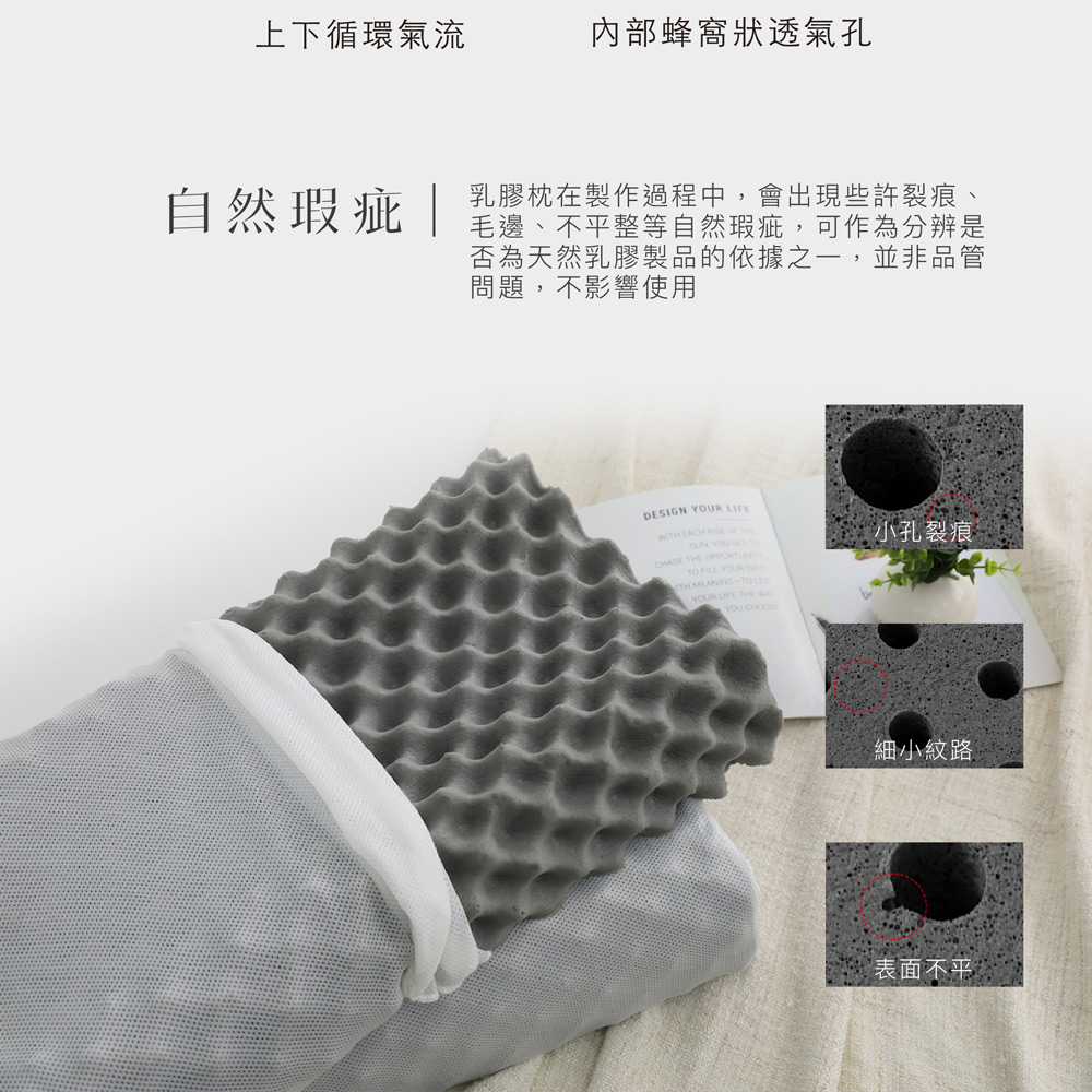 【BEST】石墨稀泰國天然乳膠枕 送3M枕套 人體工學護頸枕 顆粒按摩枕