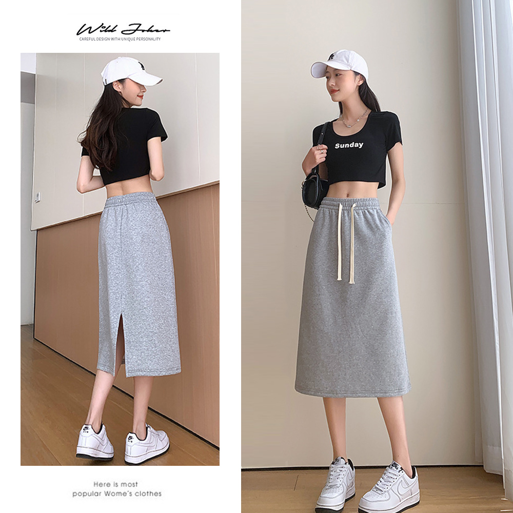 M-XL日韓氣質舒棉顯瘦休閒百搭棉裙 長裙 短裙 2款任選