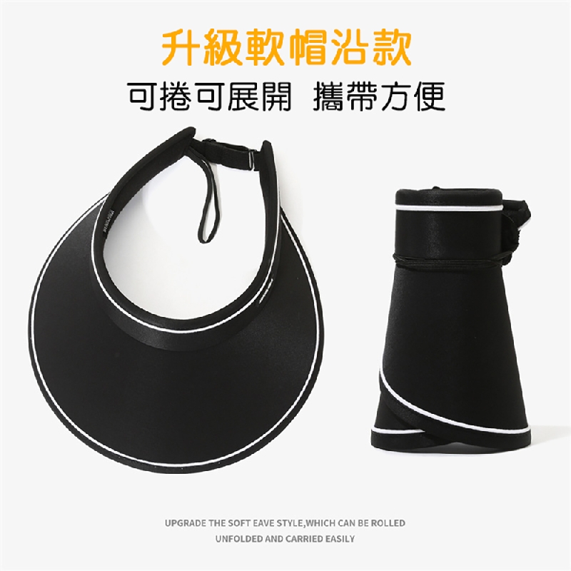 大帽沿可折疊鬆緊可調空頂防曬帽 遮陽帽 5色