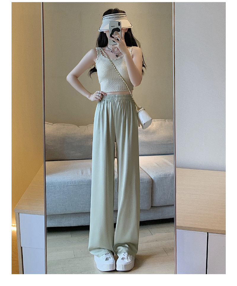 春夏冰絲涼感防曬修身寬鬆垂感闊腿褲 寬褲 休閒褲 四色任選