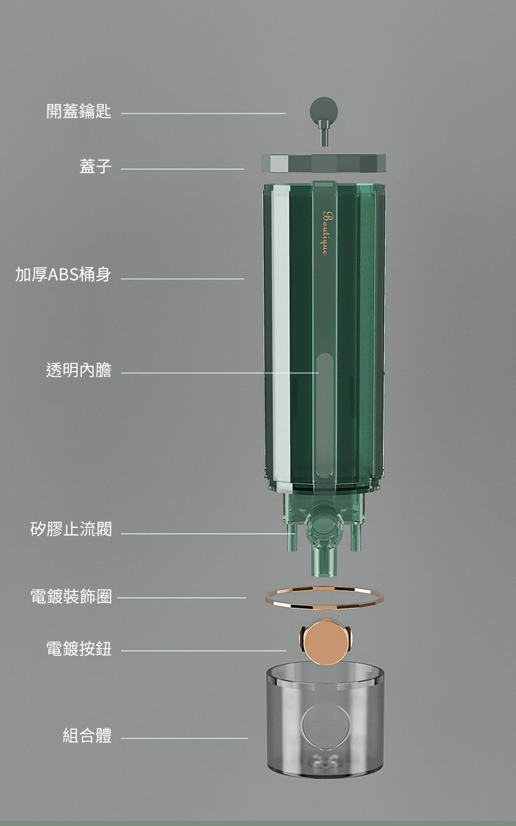 輕奢風壁掛按壓式洗手液器 象牙白/暗夜綠/奶油白