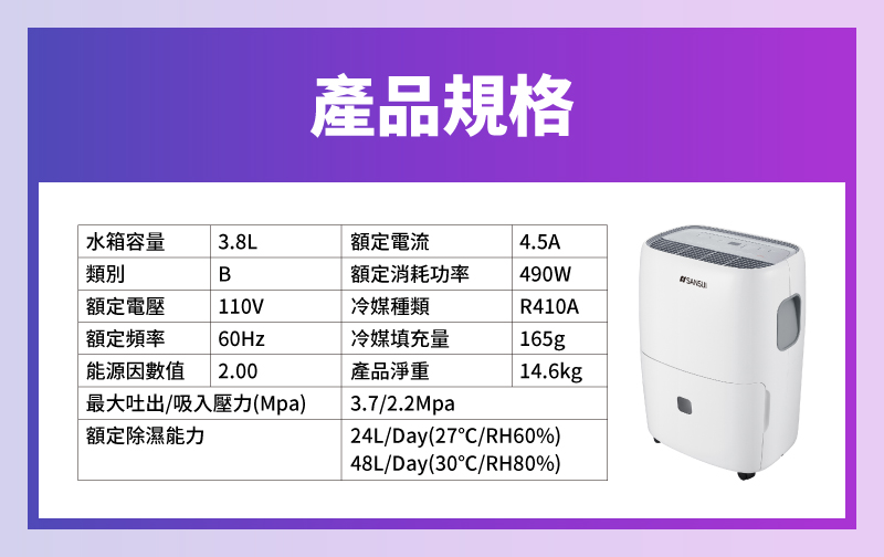 【SANSUI 山水】24公升WiFi智慧清淨除溼機（SD-J8）