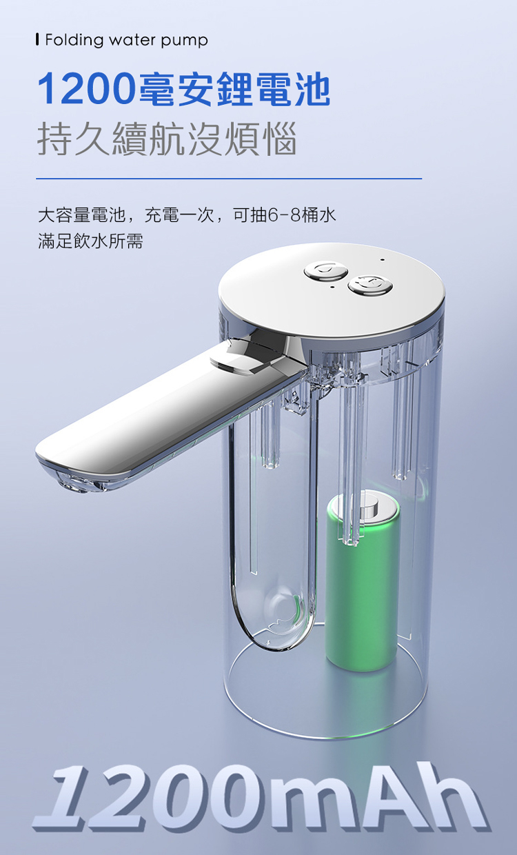       【YUNMI】家用桶裝水智能折疊抽水器 定量壓水抽水機 USB充電