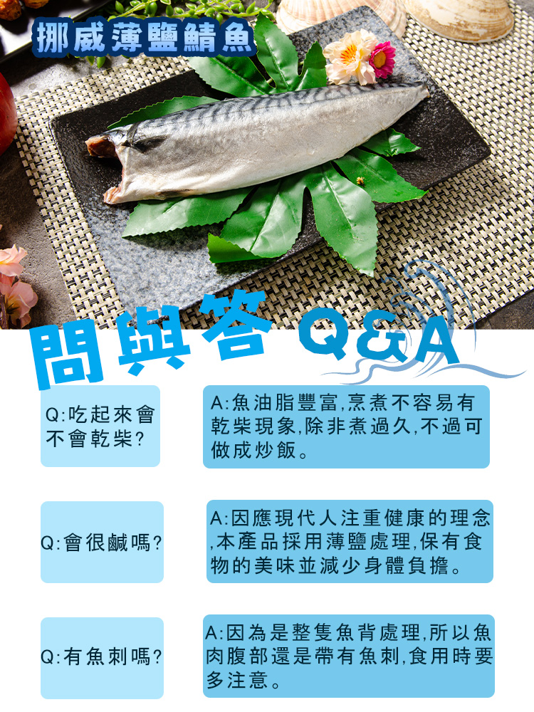 【鮮綠生活】超大尺寸超厚正挪威薄鹽鯖魚L (毛重200g-230g/片)