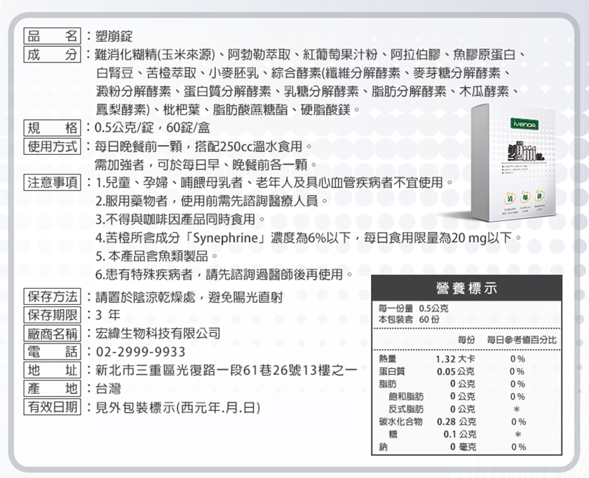 iVENOR 強效塑崩三代 夜塑崩 夜崩錠 塑崩錠 60粒/盒 窈窕 順暢 孅盈