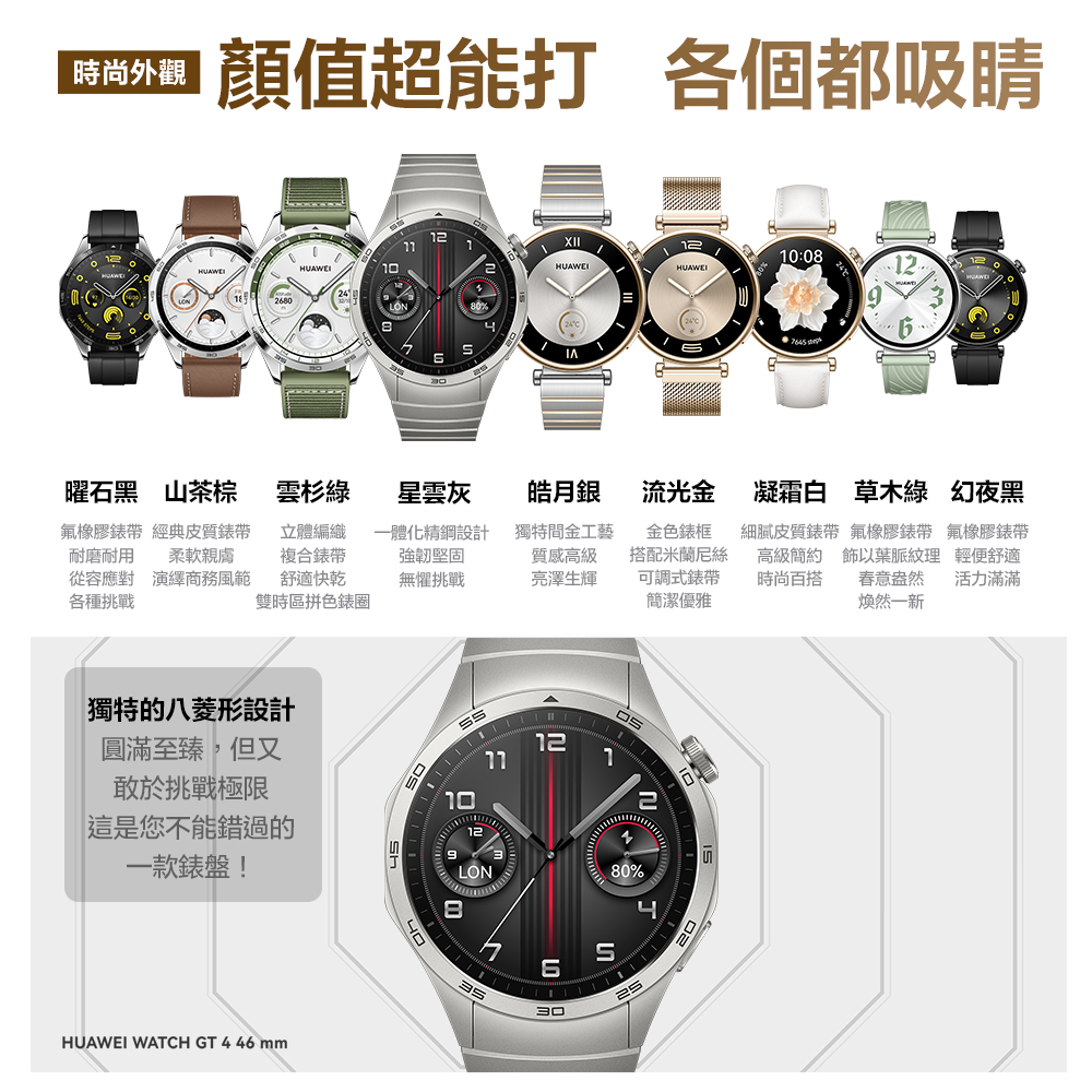 【HUAWEI華為】Watch GT4 41mm健康運動智慧手錶 贈後背包+禮券