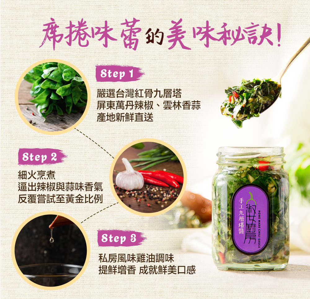 【淑女廚房】手工拌醬任選(香菜醬／韭菜醬／蔥油醬／蒜油醬／香蒜辣椒醬／九層塔醬)