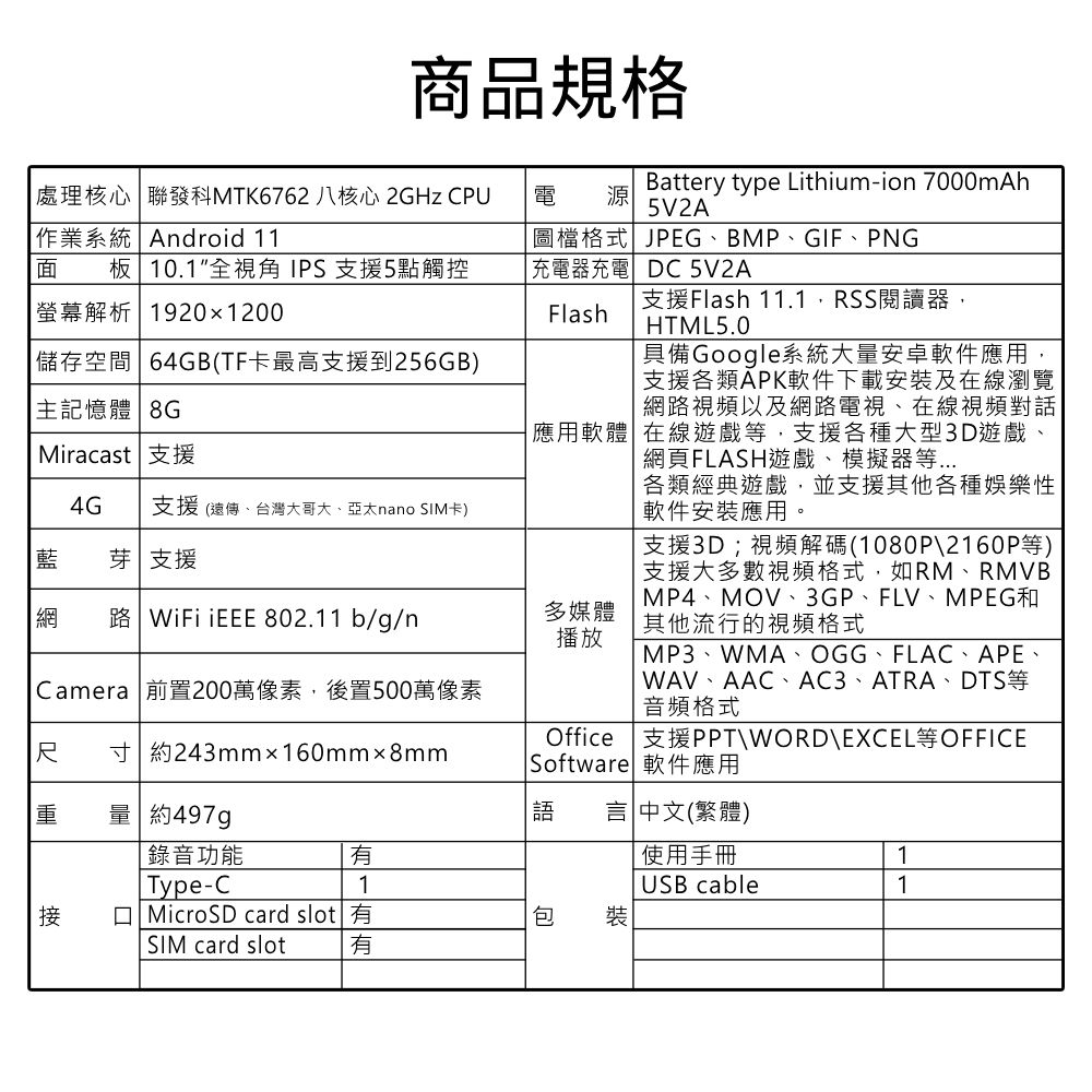 末日方舟 10.1吋 4G AI智能 平板電腦64G 八核心 AI繪圖IPS面板