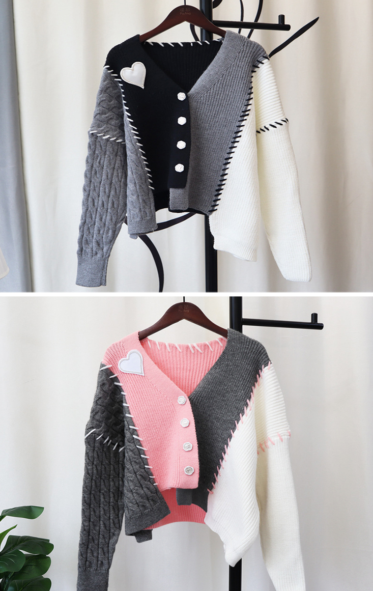 韓版不規則愛心設計感毛衣