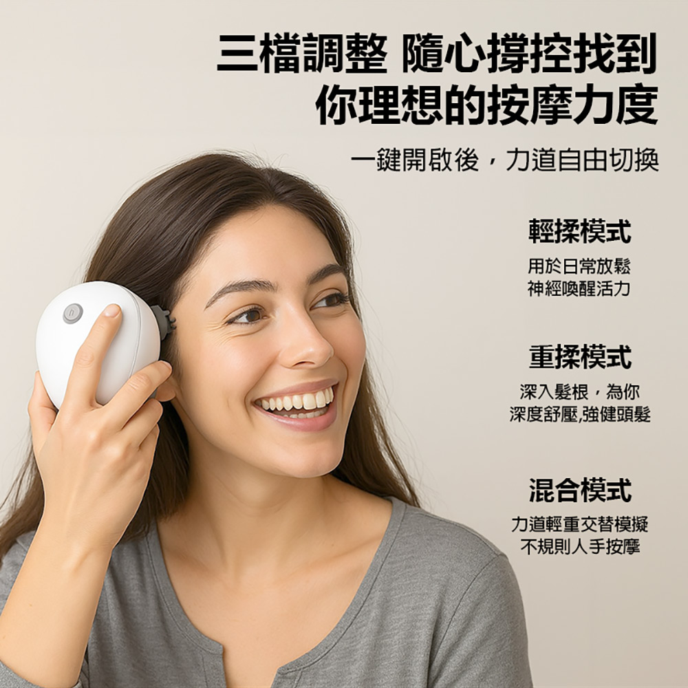 MJ-8588 頭部按摩儀 三檔調節 全身適用 7級防水 4輪離旋按摩 無線使用