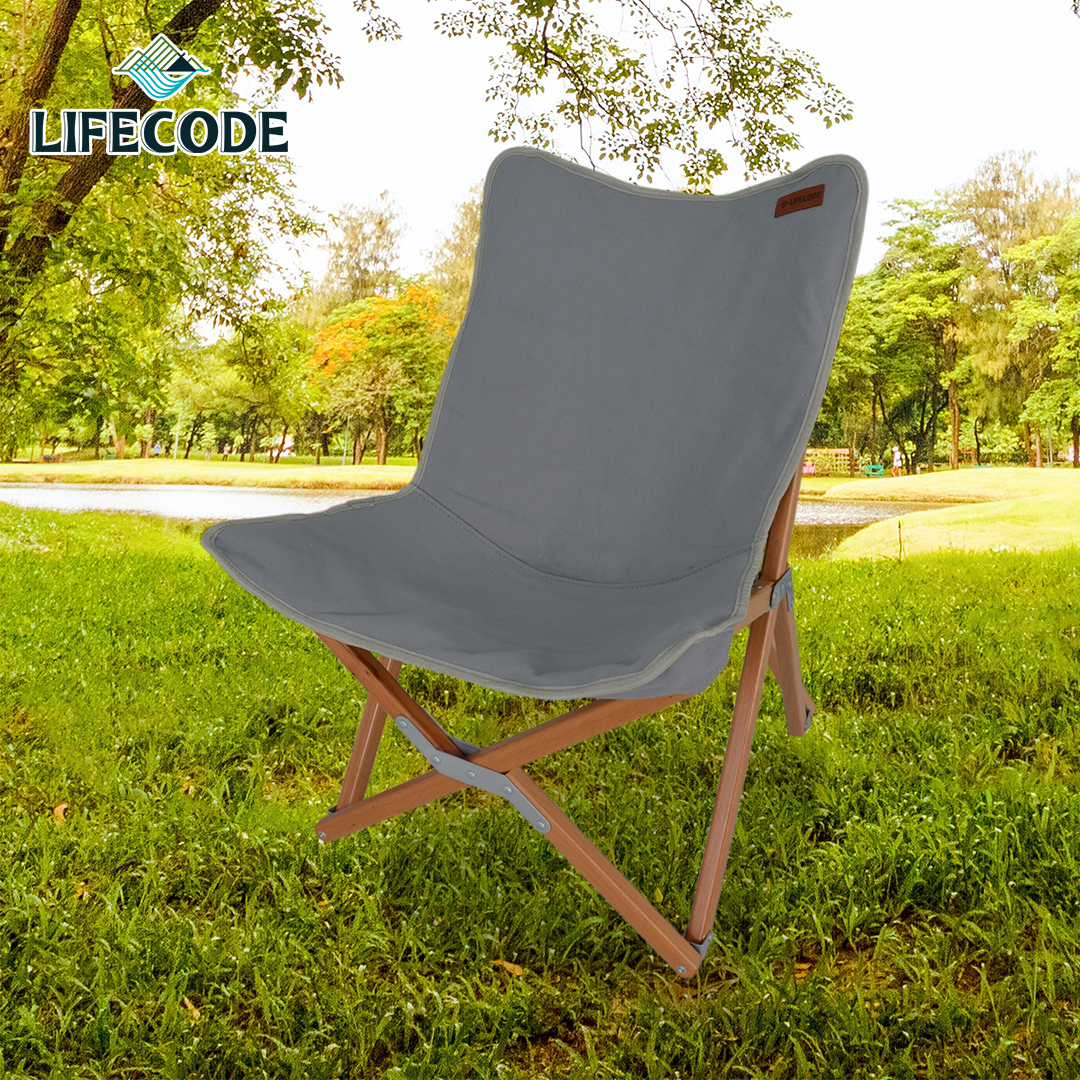 【LIFECODE】《北歐風》雙層帆布加大款鋁合金折疊椅/大川椅-附枕頭(2色可