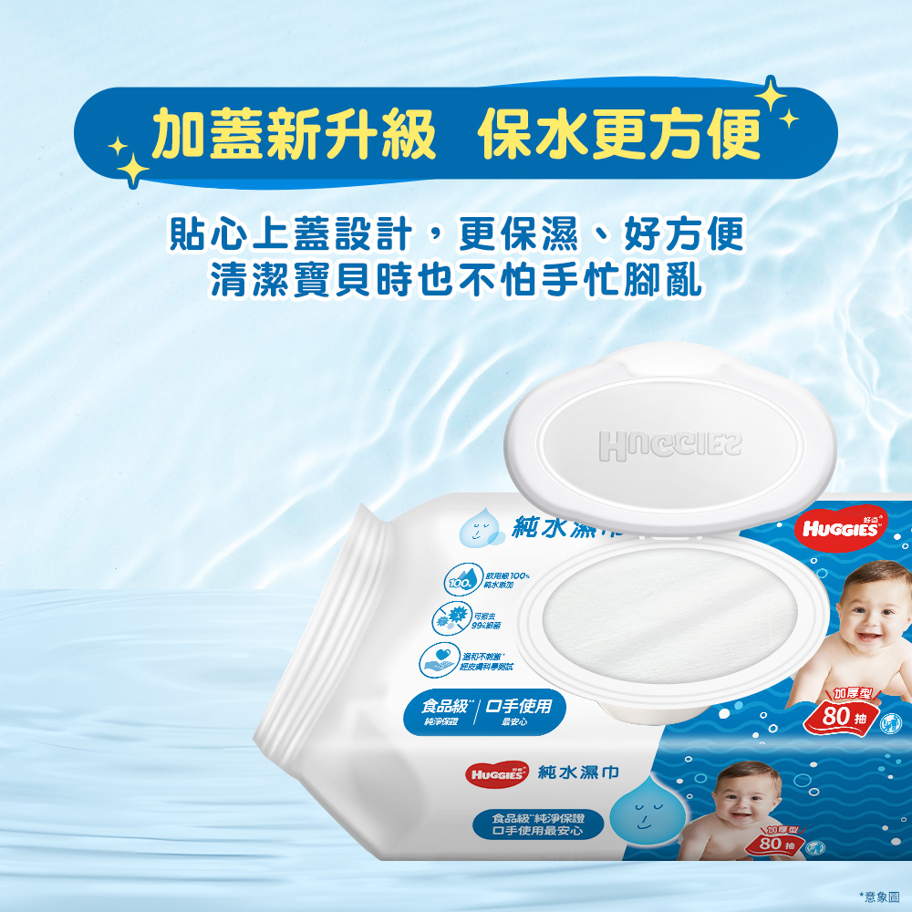 【Huggies 好奇】純水嬰兒濕巾加厚型80抽20包 濕紙巾 嬰兒濕紙巾