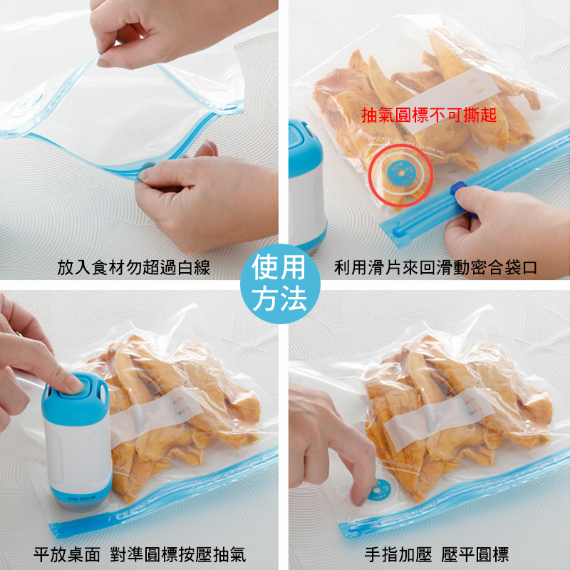 3c小物保存★口罩防潮/食物輕鬆保鮮摩肯Dr.Save 真空透明保鮮袋大小組(1