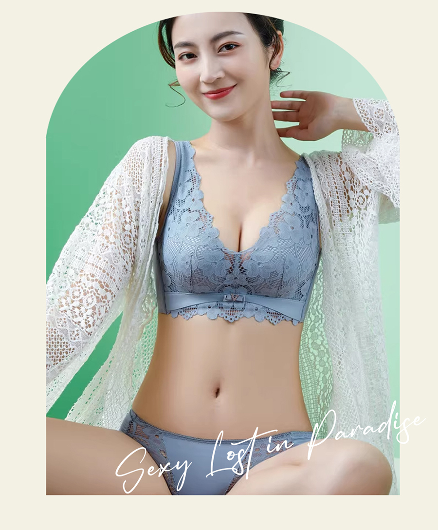 集中花朵包覆乳膠無鋼圈內衣 3色 M-XL