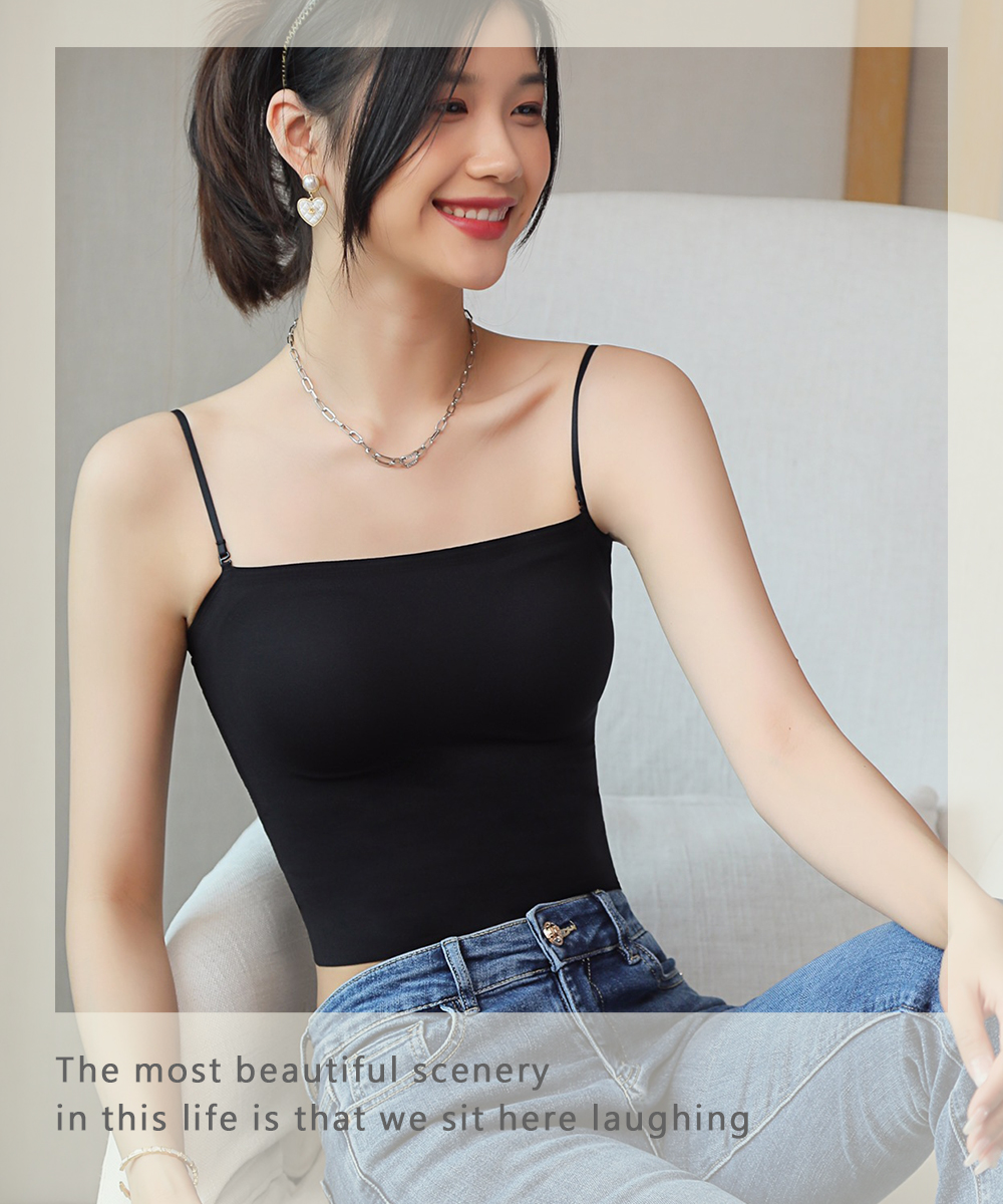 輕運動冰絲空氣杯親膚吊帶罩杯背心 無痕背心 免穿BRA背心 M/L 4色 涼感