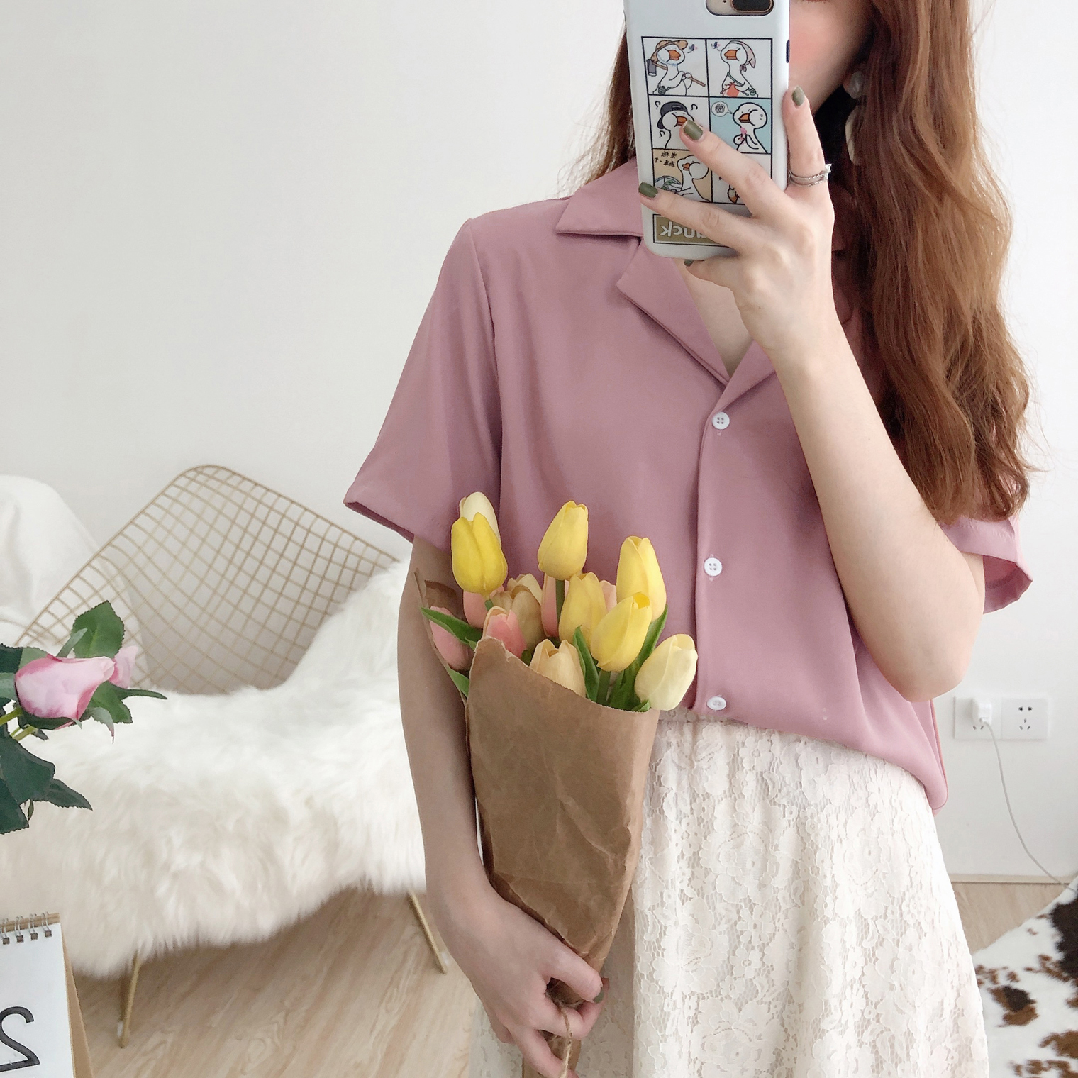 韓色系13色雪紡西裝領短袖襯衫 雪紡襯衫 雪紡上衣