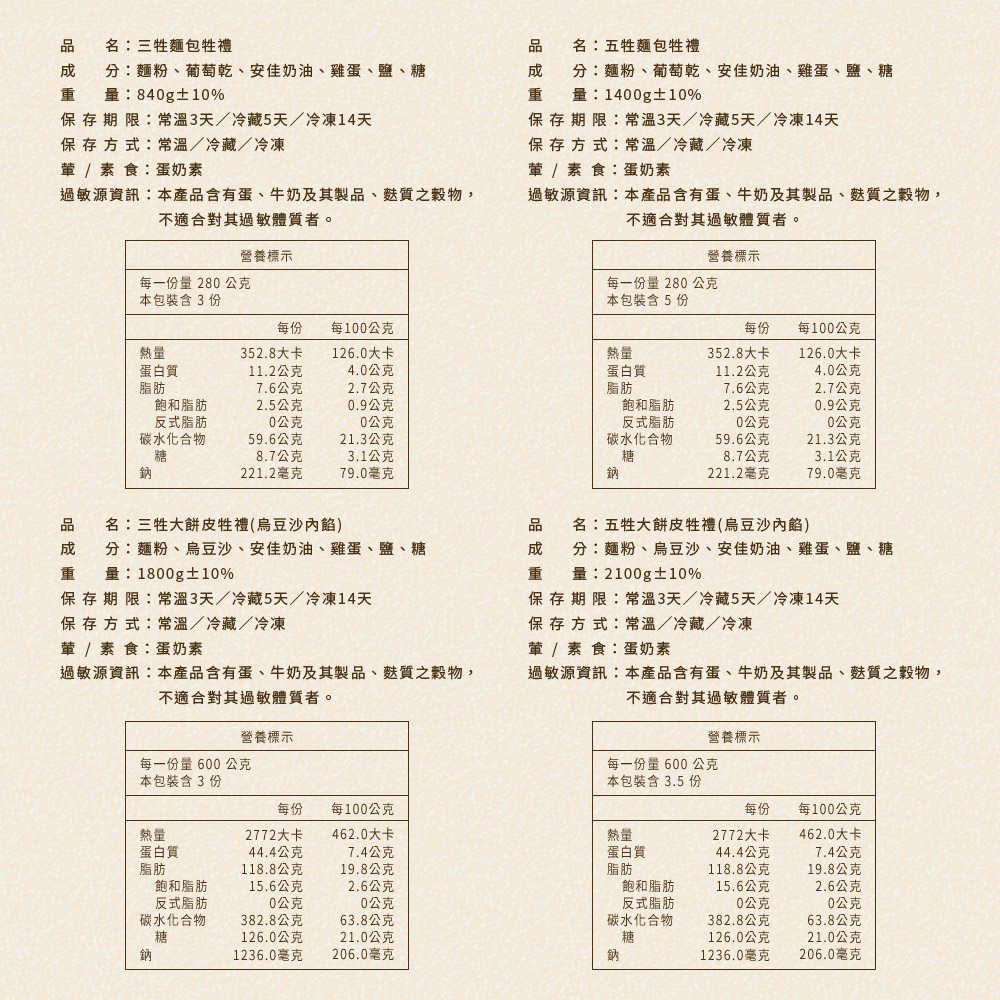 【滋養軒】中元普渡牲禮麵包組(蛋奶素) 台南百年老店 中元普渡