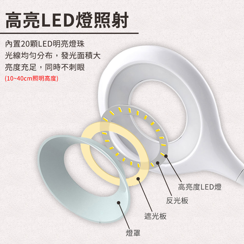       【EZlife】充電式智能觸摸調光夾燈
