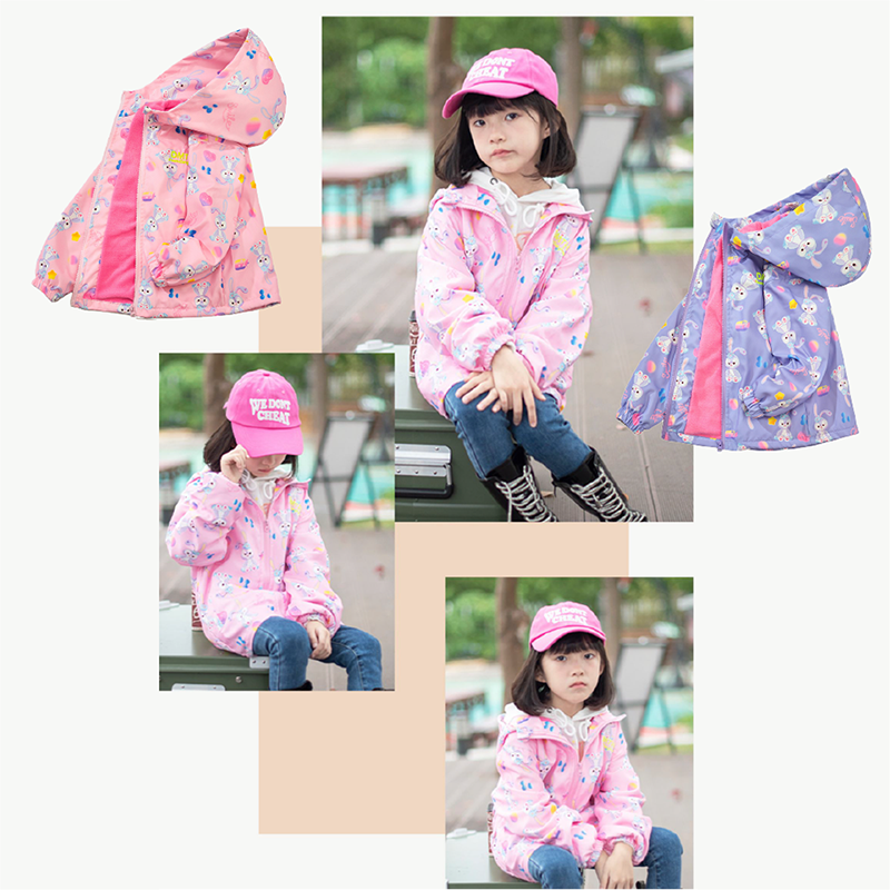 韓版女童防風防潑水加絨衝鋒外套(110-170) 兒童外套 保暖外套