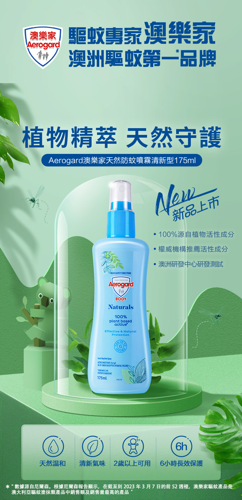 【Aerogard澳樂家】防蚊液 天然防蚊噴霧清新型175ml
