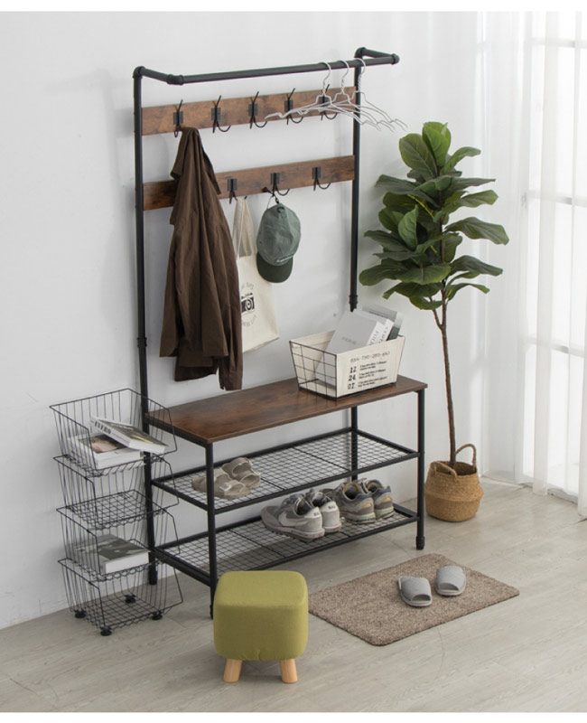 亞森木質鐵藝工業風收納架