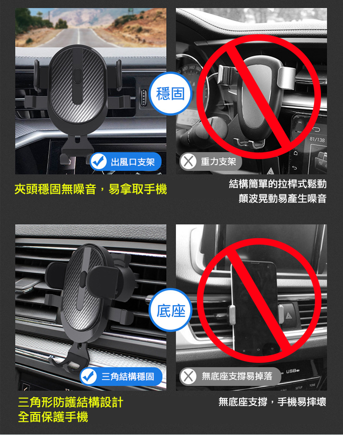 【福利品】新款2合1車用手機支架 導航支架 360度旋轉