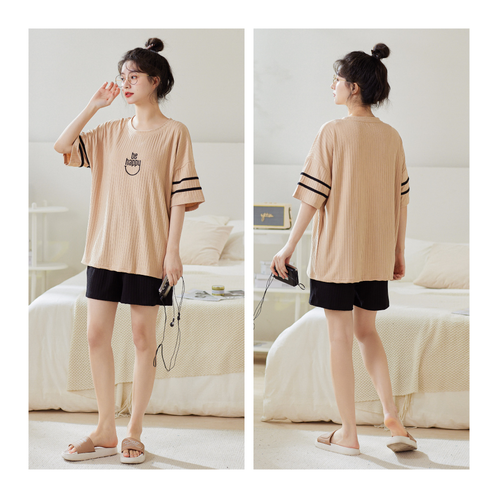 棉柔免穿Bra舒適鬆緊腰居家睡衣 4色可選 家居服 居家服